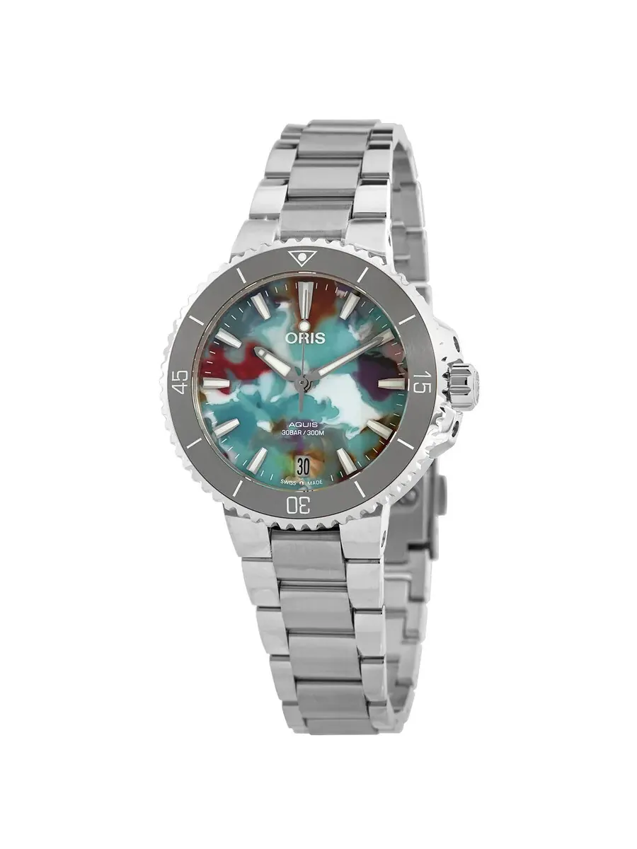 Мужские часы Oris Aquis Date Upcycle Edition с автоматическим механизмом и многоцветным циферблатом — серебристый
