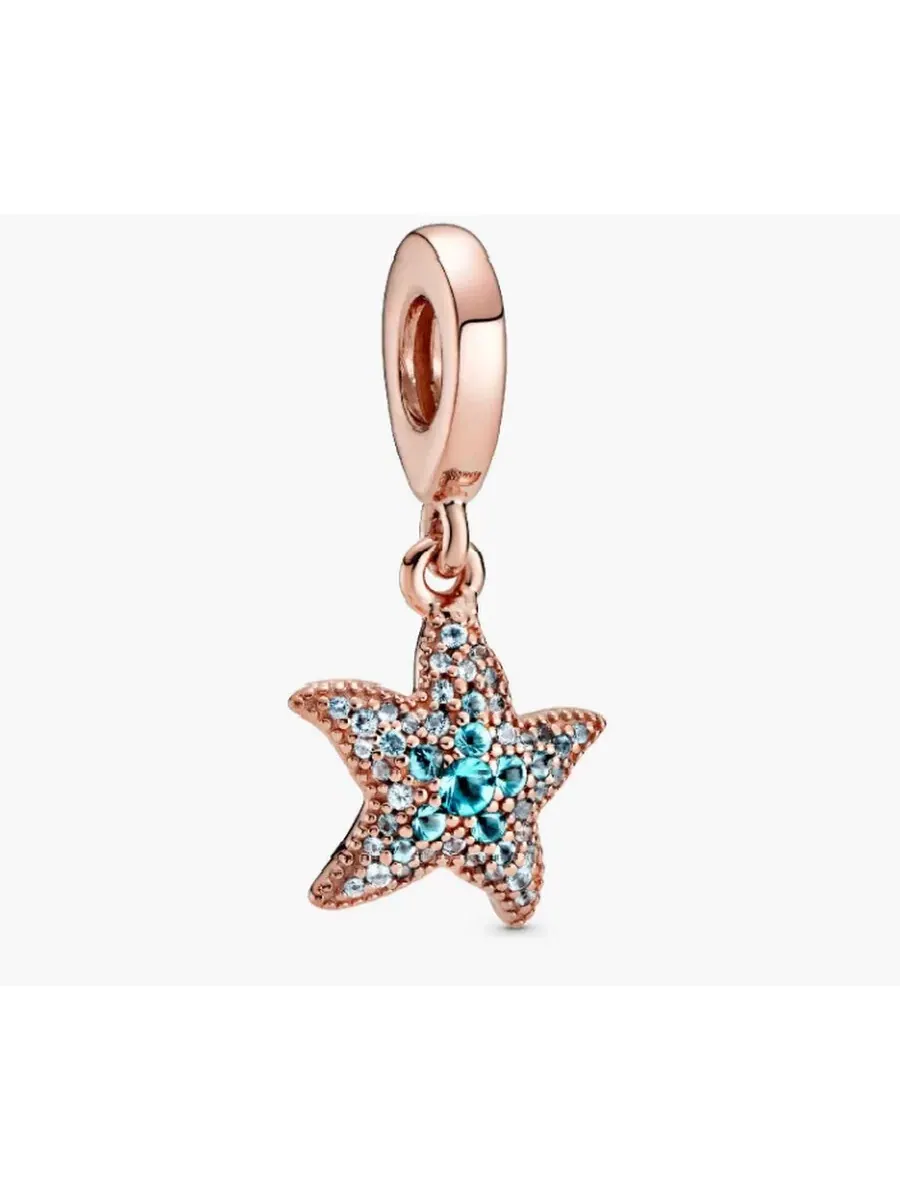 Подвеска Pandora Starfish Rose с кристаллами ледяного синего и ледяного зеленого цвета — мульти