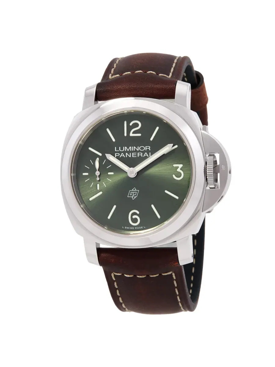 Мужские автоматические часы Panerai Luminor с зеленым циферблатом PAM01624 — серебристый