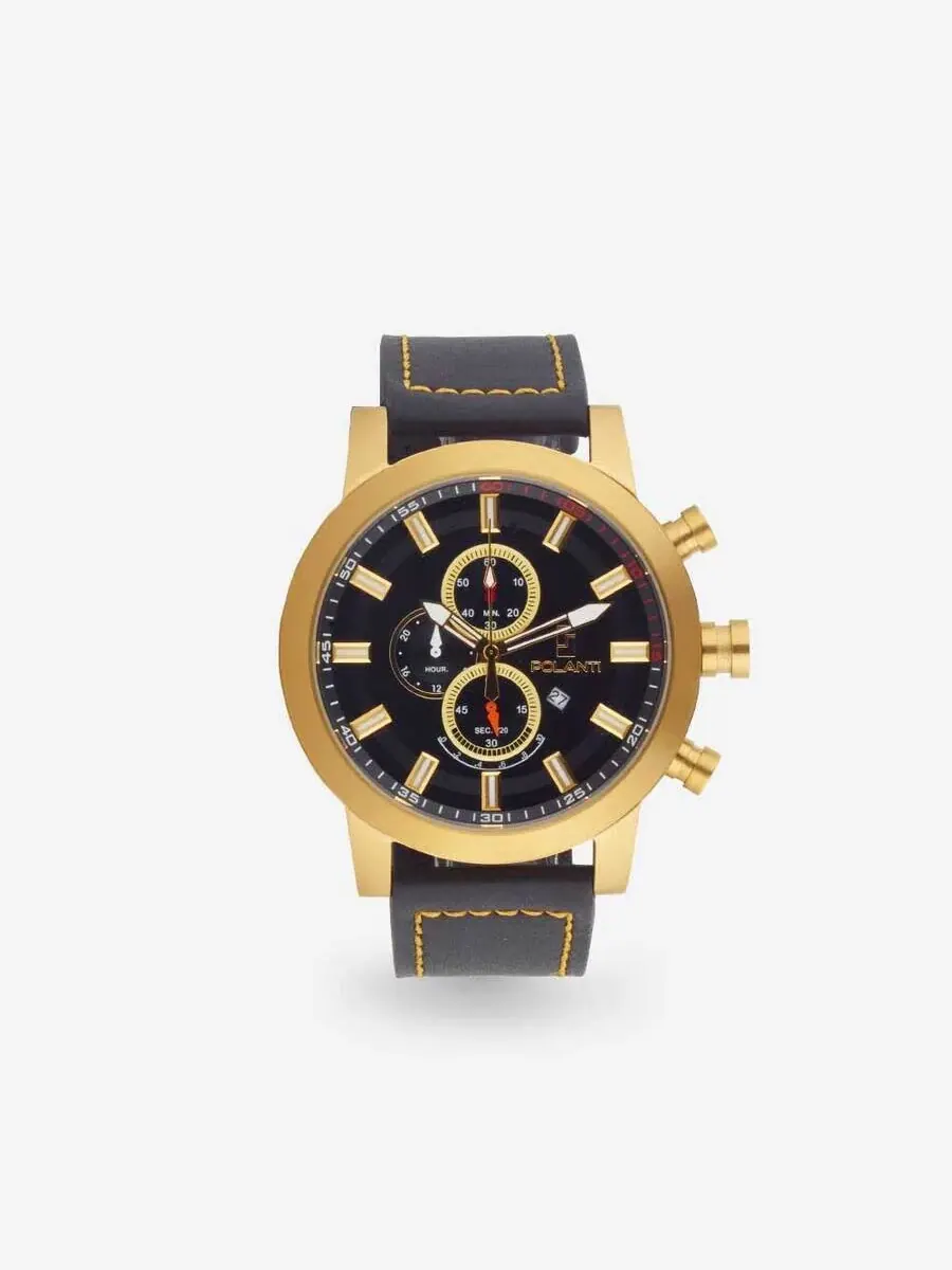 Мужские часы Polanti Rogue Chronograph Quartz с черным циферблатом RG0001B-YG