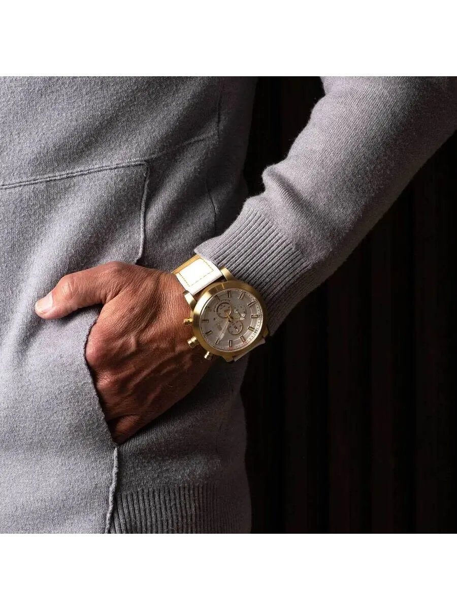 Мужские часы Polanti Rogue Chronograph Quartz с белым циферблатом RG0001W-YG — изображение 3 из 3, оттенок желтый золотистый