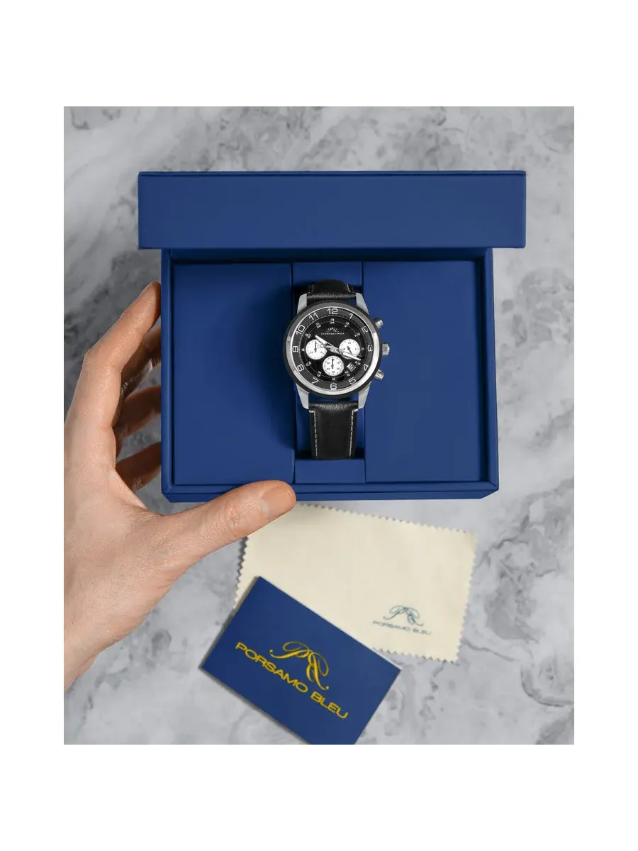 Мужские часы Porsamo Bleu Arthur Chronograph Quartz с черным циферблатом 1091AARL — изображение 2 из 6