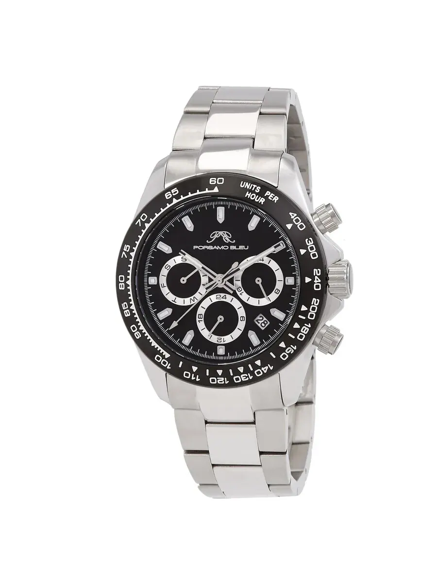 Мужские часы Porsamo Bleu Preston Chronograph Quartz с черным циферблатом 1032BPRS — изображение 1 из 3, оттенок черный