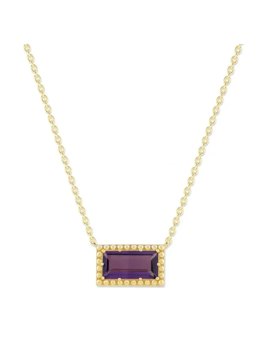 Подвеска-ожерелье Belacqua Amethyst с февральским камнем рождения в виде багета, покрытая — изображение 1 из 5