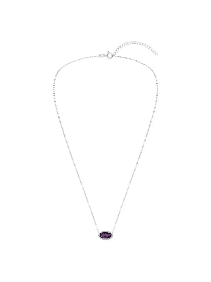 Подвеска-ожерелье Belacqua Amethyst с февральским камнем рождения в виде гало из серебра 925 пробы — изображение 4 из 5