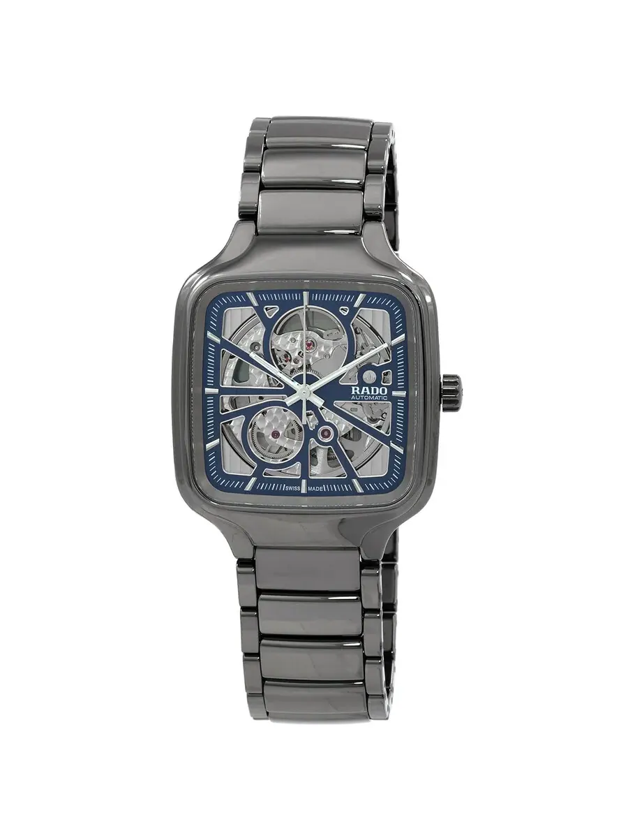 Часы унисекс Rado True Square Automatic с синим циферблатом Open Heart R27083202 — изображение 1 из 3, оттенок синий