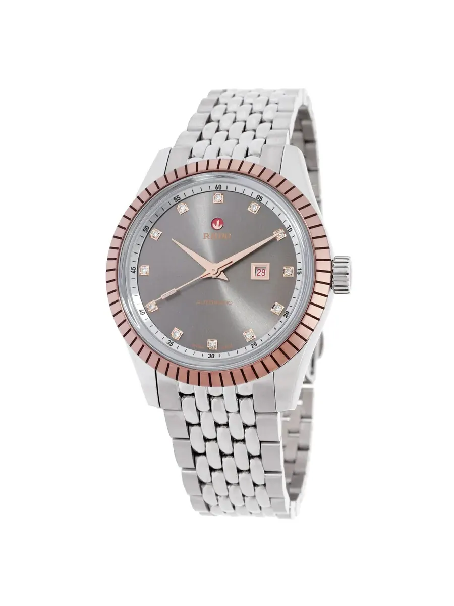 Женские автоматические часы Rado с бриллиантовым серым циферблатом R33102703 — изображение 1 из 3, оттенок розовый золотистый