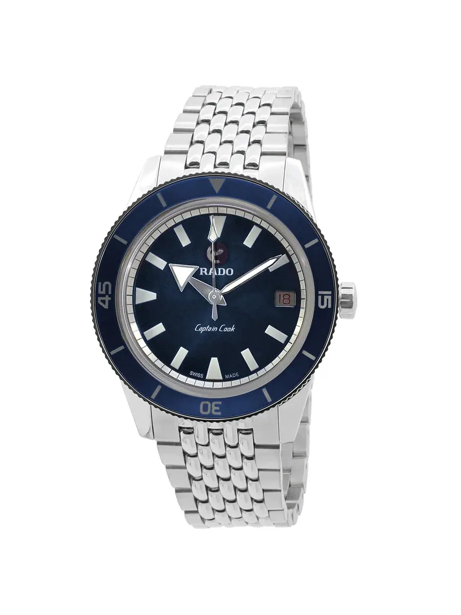 Автоматические часы Rado Captain Cook с синим циферблатом, унисекс, R32500203 — изображение 1 из 3, оттенок серебристый