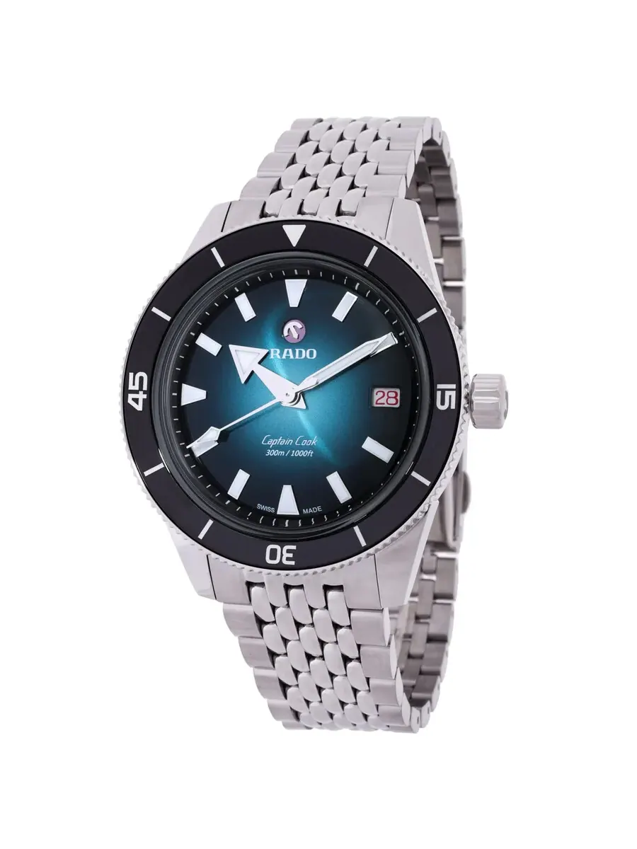 Швейцарские часы Rado Captain Cook Automatic с градиентным циферблатом бирюзового цвета для мужчин — изображение 1 из 3