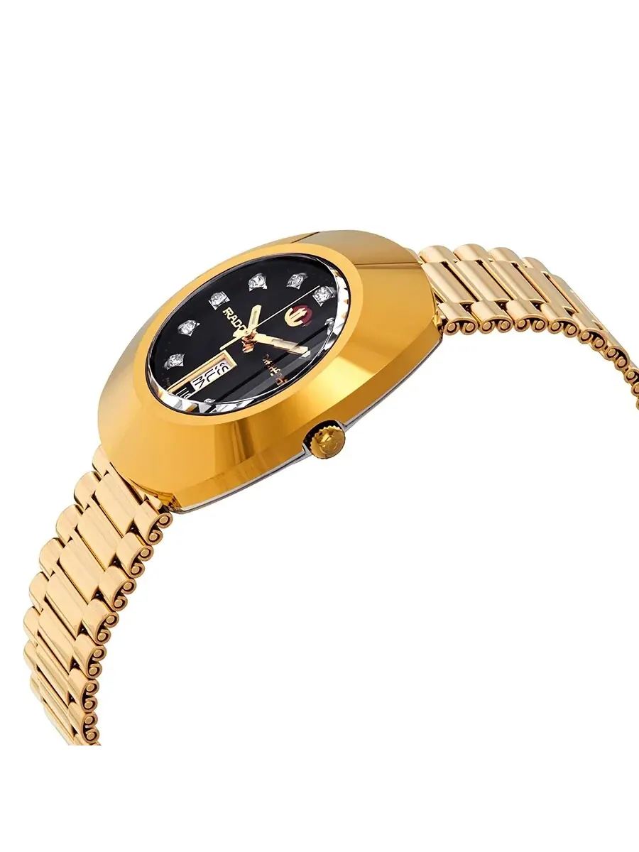 Rado Оригинальные унисекс часы с черным циферблатом R12413613 — изображение 2 из 3, оттенок желтый золотистый