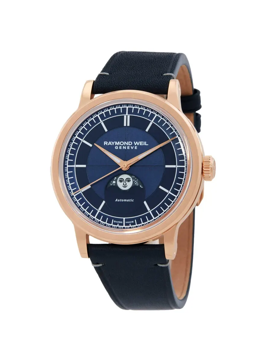 Мужские часы Raymond Weil Millesime Automatic с синим циферблатом 2945-PC5-50001 — изображение 1 из 3, оттенок золотистый