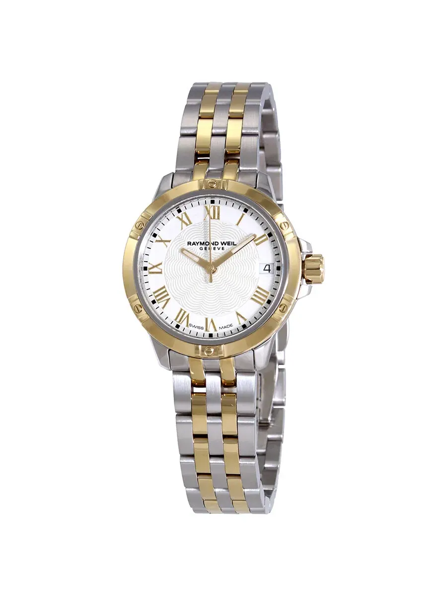 Женские часы Raymond Weil Tango Quartz с белым циферблатом, двухцветные 5960-STP-00308 — изображение 1 из 3