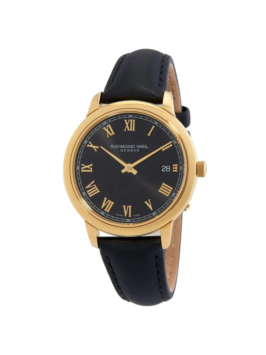 Женские часы Raymond Weil Toccata Quartz с черным циферблатом 5385-PC-00208 — изображение 1 из 3, оттенок желтый золотистый