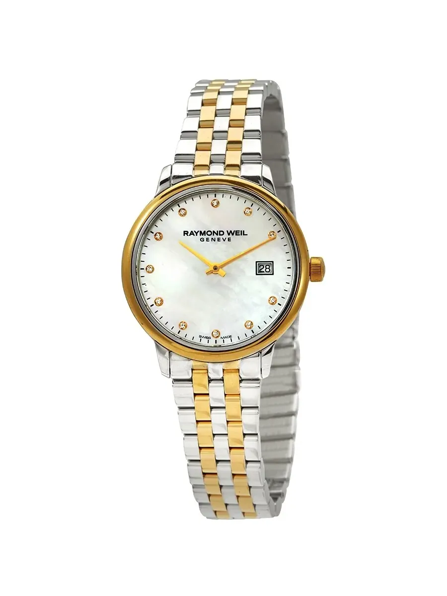 Женские часы Raymond Weil Toccata Quartz с белым перламутровым циферблатом и бриллиантами — изображение 1 из 3
