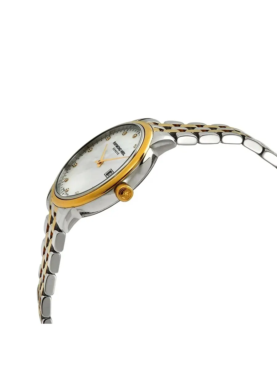 Женские часы Raymond Weil Toccata Quartz с белым перламутровым циферблатом и бриллиантами — изображение 2 из 3