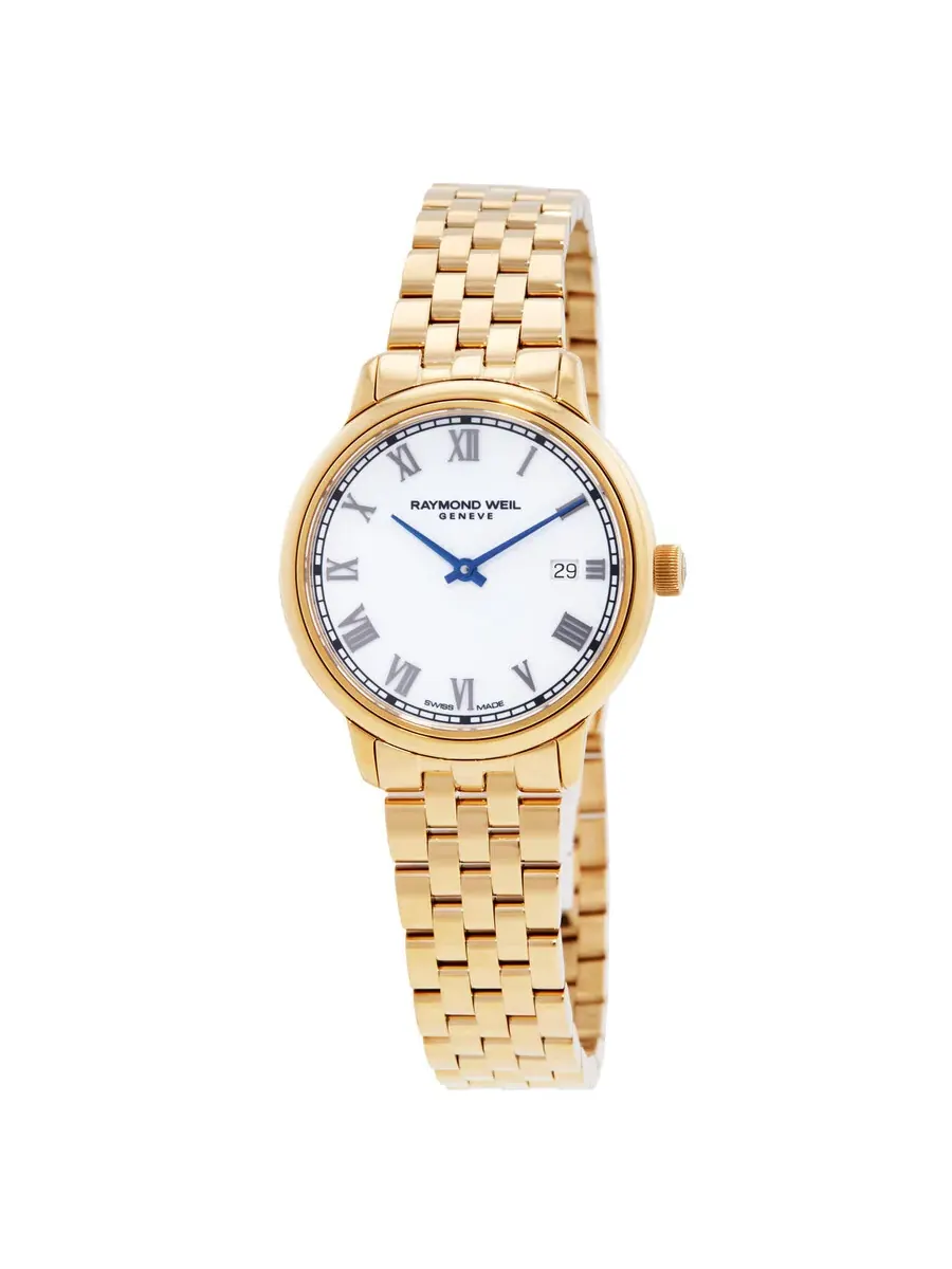 Женские часы Raymond Weil Toccata Quartz с белым циферблатом 5985-P-00359 — изображение 1 из 3, оттенок желтый золотистый