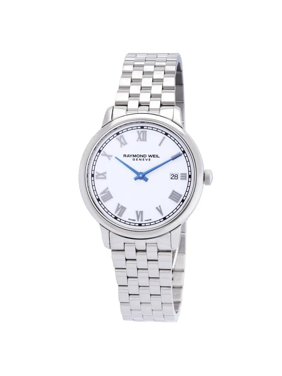 Мужские часы Raymond Weil Toccata Quartz с белым циферблатом 5485-ST-00359 — серебристый