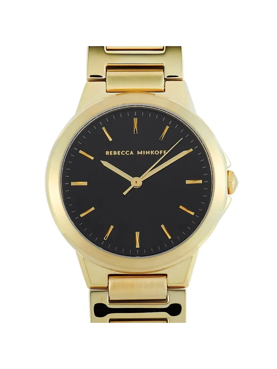 Женские кварцевые часы Rebecca Minkoff Cali с черным циферблатом, модель 2200304 — изображение 1 из 3, оттенок золотистый