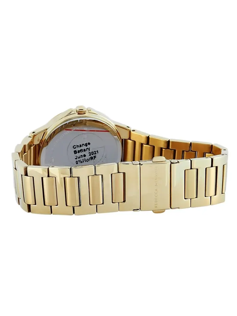 Женские кварцевые часы Rebecca Minkoff Cali с черным циферблатом, модель 2200304 — изображение 3 из 3, оттенок золотистый