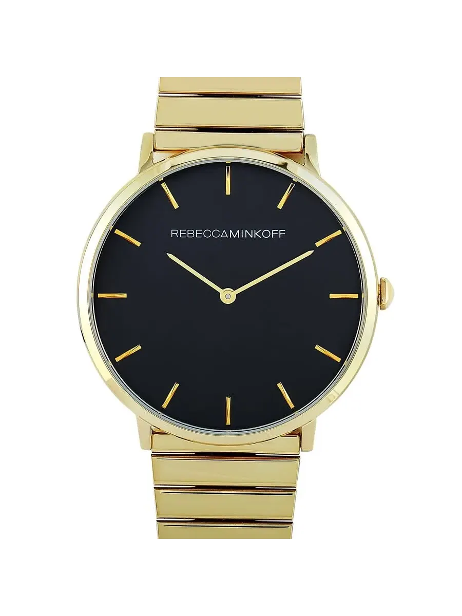 Женские часы Rebecca Minkoff Major с черным циферблатом Quartz, модель 2200006 — изображение 1 из 4, оттенок золотистый