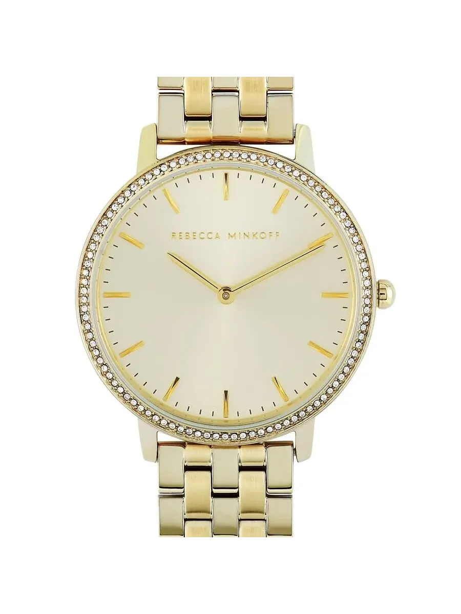 Женские часы Rebecca Minkoff с золотым циферблатом Major Quartz Crystal 2200348