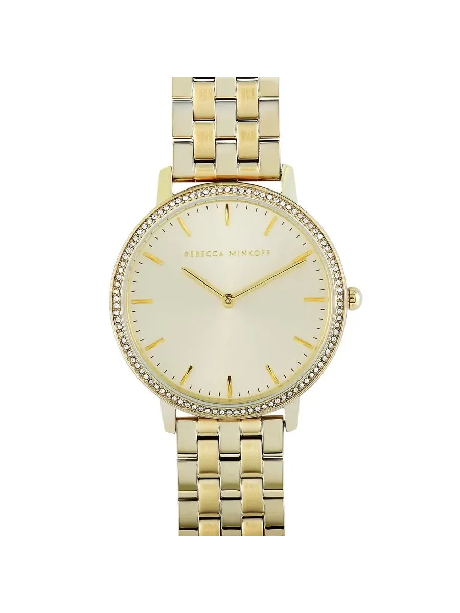Женские часы Rebecca Minkoff с золотым циферблатом Major Quartz Crystal 2200348 — изображение 2 из 4, оттенок золотистый