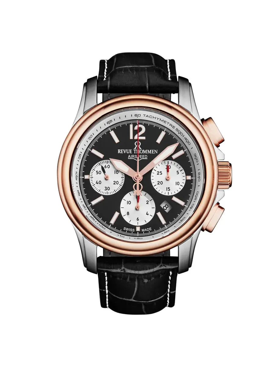 Мужские часы Revue Thommen Air Speed Chronograph Automatic с черным циферблатом, модель 16041.6357 — изображение 1 из 4