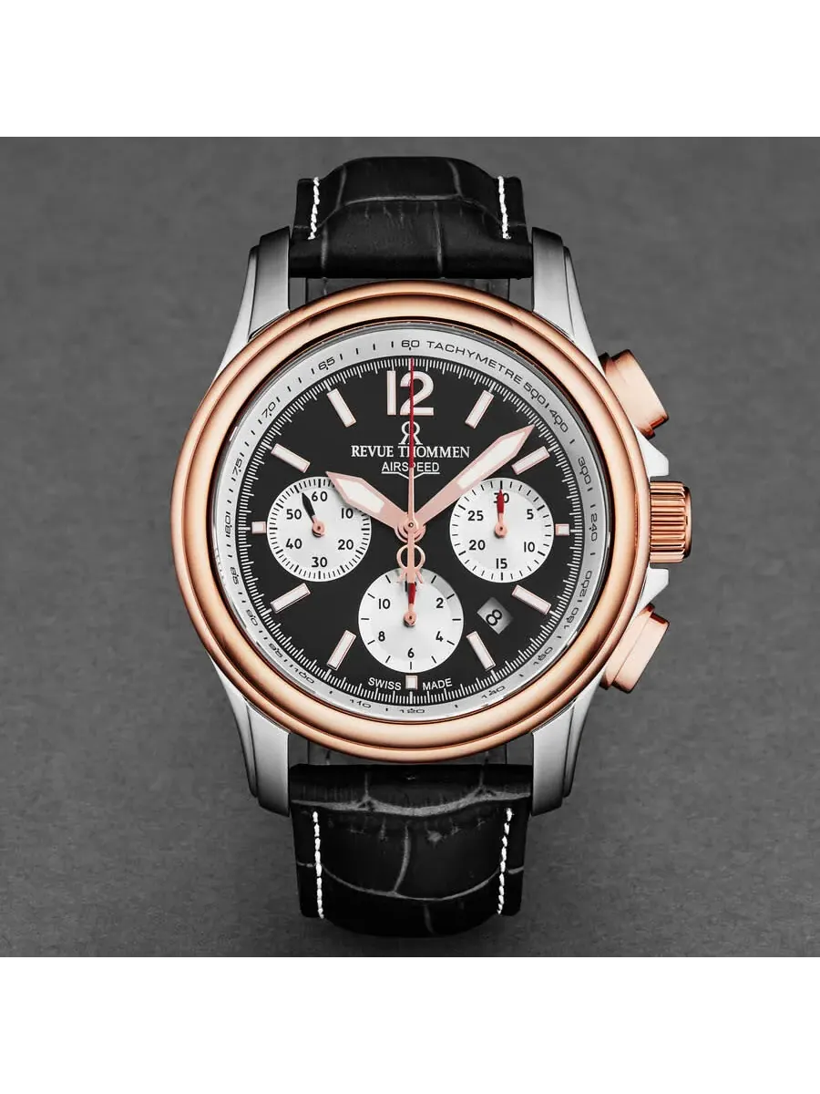 Мужские часы Revue Thommen Air Speed Chronograph Automatic с черным циферблатом, модель 16041.6357 — изображение 4 из 4