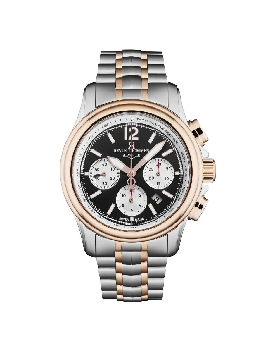 Мужские часы Revue Thommen Air Speed Chronograph Automatic с черным циферблатом, модель 16041.6457 — изображение 1 из 4