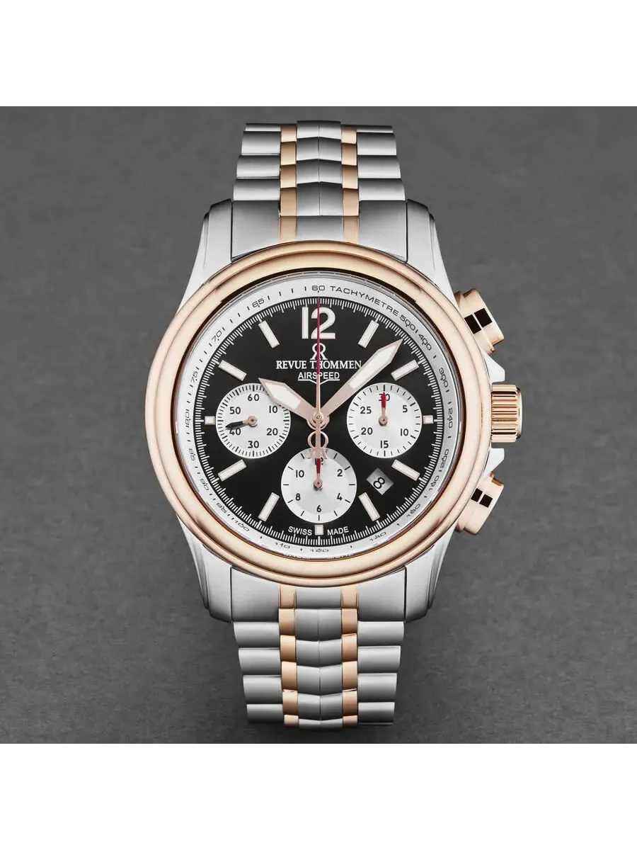 Мужские часы Revue Thommen Air Speed Chronograph Automatic с черным циферблатом, модель 16041.6457 — изображение 4 из 4
