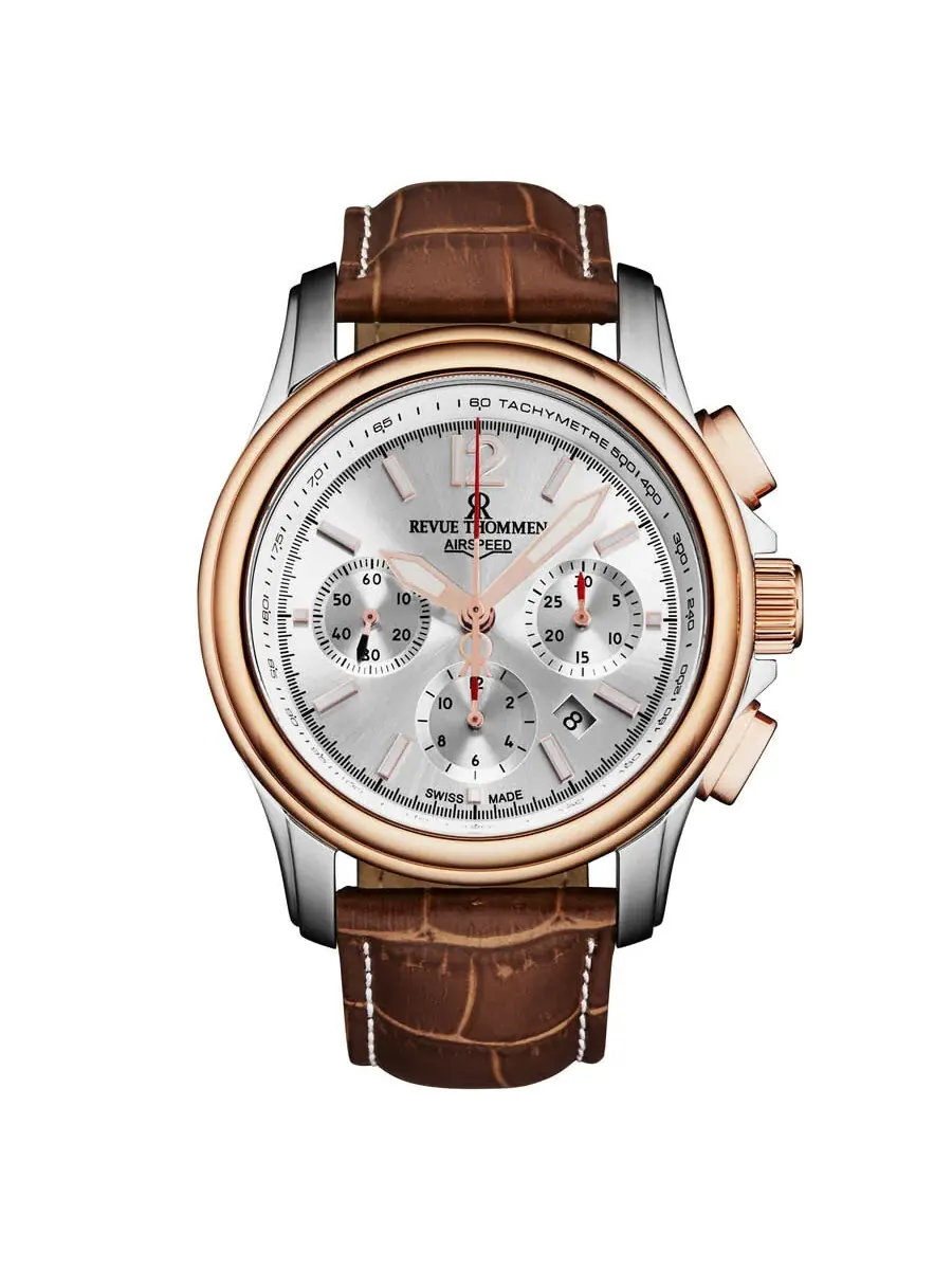 Мужские автоматические часы Revue Thommen Air Speed Chronograph с серебристым циферблатом, модель — изображение 1 из 4