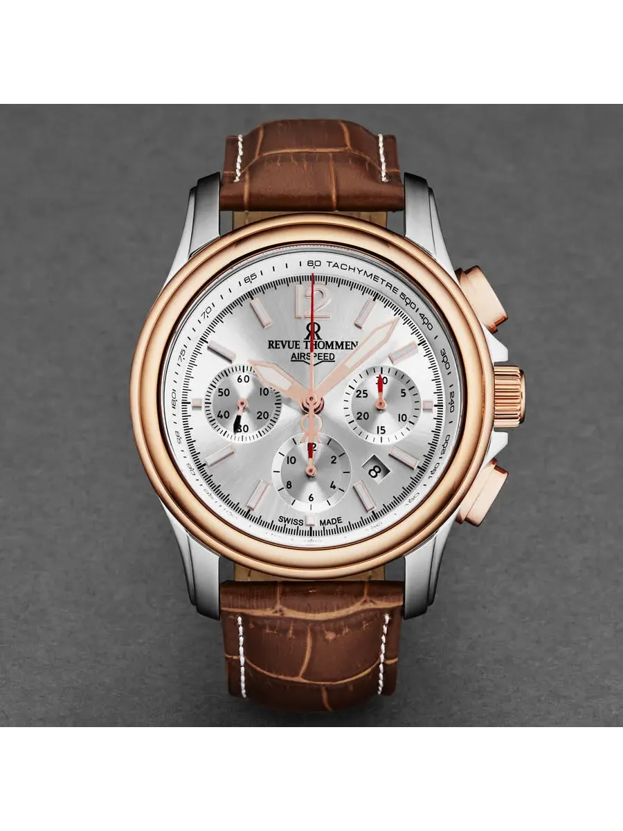 Мужские автоматические часы Revue Thommen Air Speed Chronograph с серебристым циферблатом, модель — изображение 4 из 4