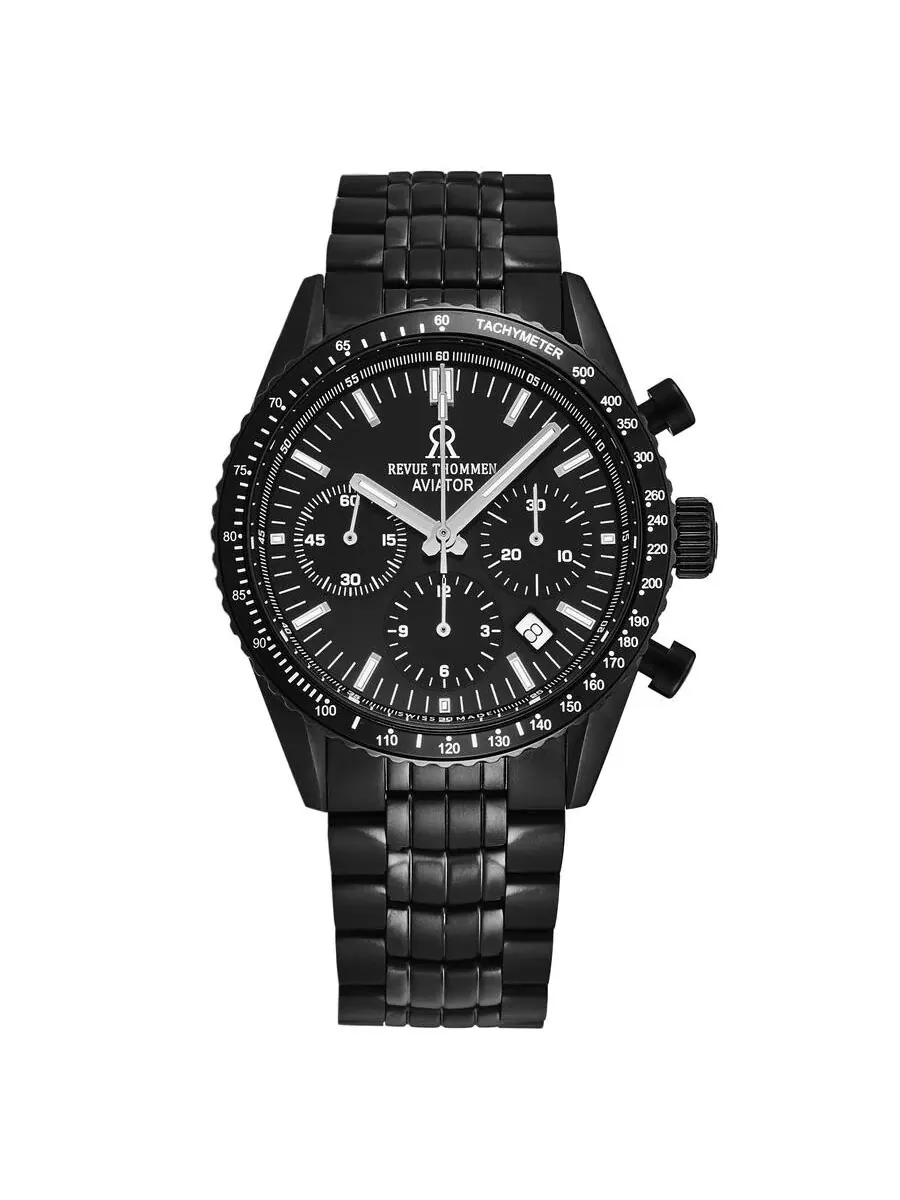 Мужские часы Revue Thommen Aviator Chronograph Automatic с черным циферблатом, модель 17000.6177 — изображение 1 из 6