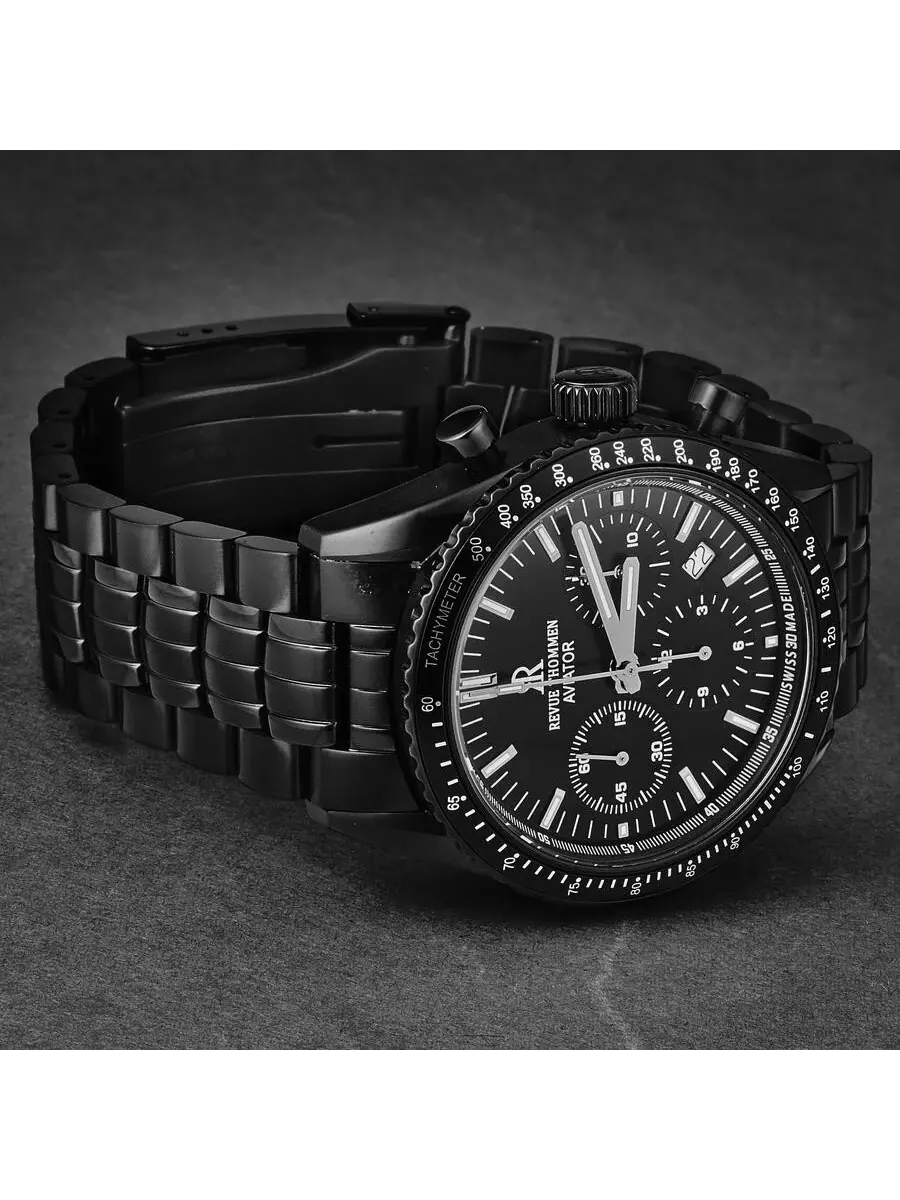 Мужские часы Revue Thommen Aviator Chronograph Automatic с черным циферблатом, модель 17000.6177 — изображение 2 из 6