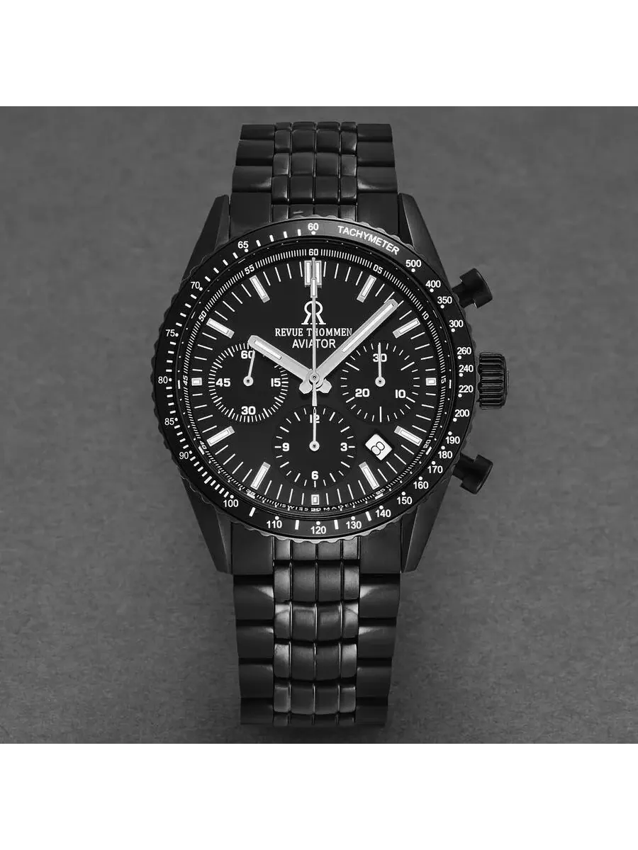 Мужские часы Revue Thommen Aviator Chronograph Automatic с черным циферблатом, модель 17000.6177 — изображение 4 из 6