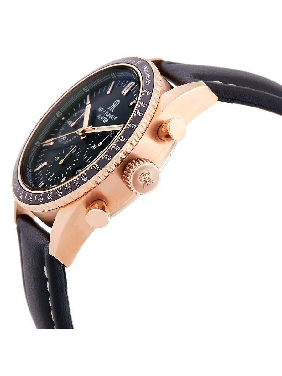 Мужские часы Revue Thommen Aviator Chronograph Automatic с черным циферблатом, модель 17000.6567 — изображение 2 из 3