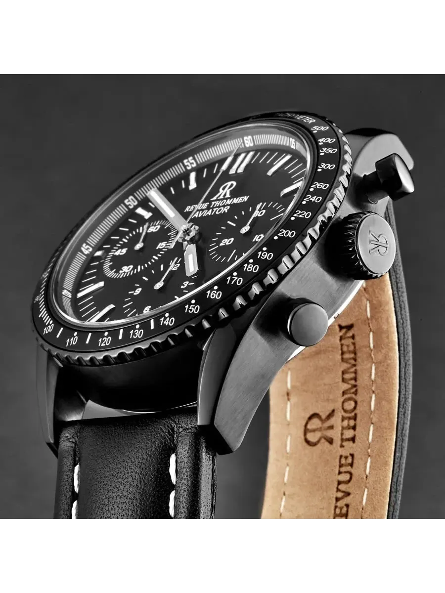 Мужские часы Revue Thommen Aviator Chronograph Automatic с черным циферблатом, модель 17000.6577 — изображение 5 из 6