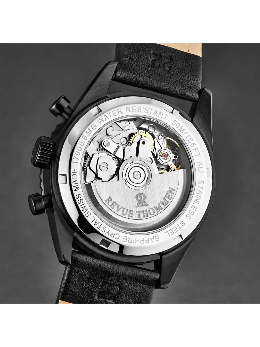 Мужские часы Revue Thommen Aviator Chronograph Automatic с черным циферблатом, модель 17000.6577 — изображение 6 из 6