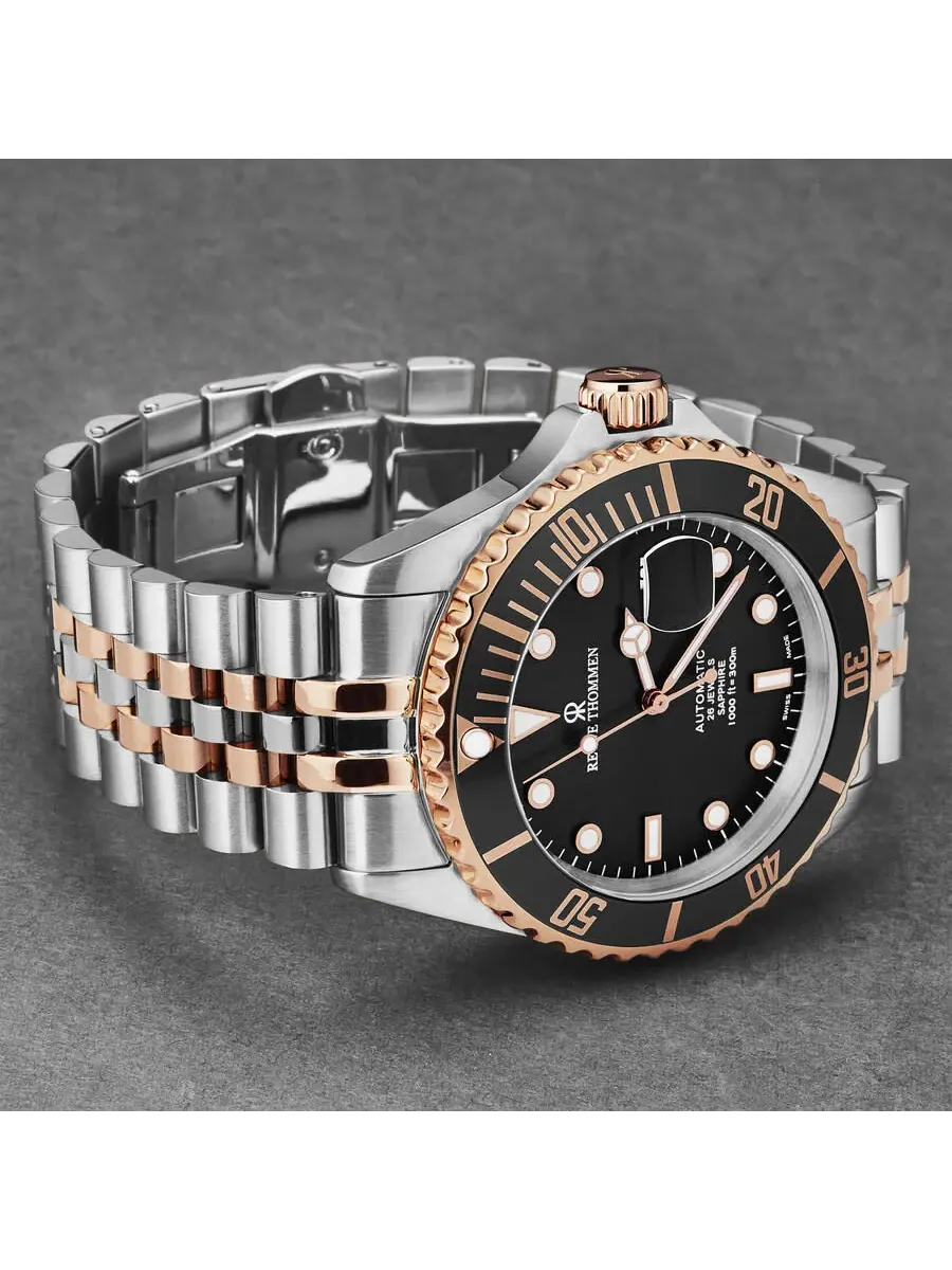 Мужские часы Revue Thommen Diver Automatic с черным циферблатом 17571.2257 — изображение 5 из 7, оттенок розовый золотистый