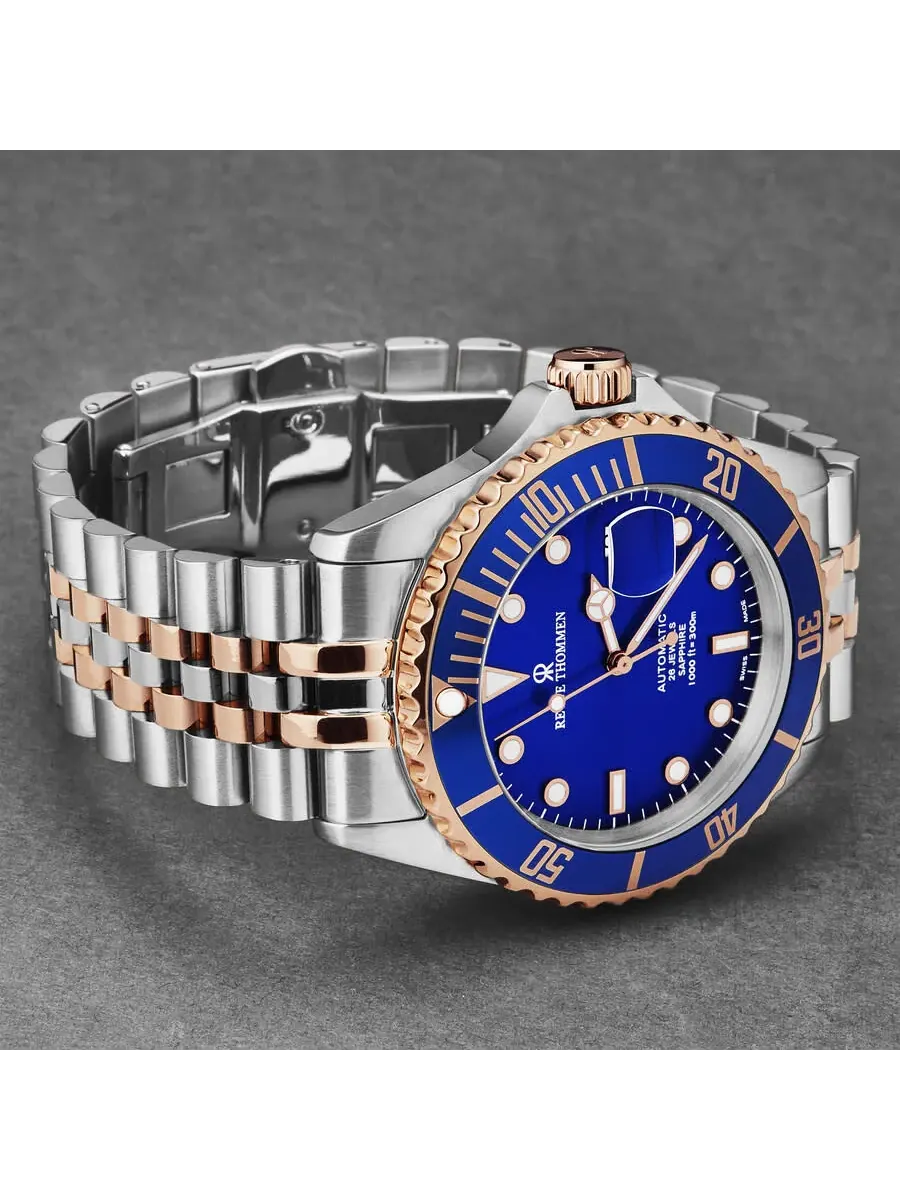 Мужские часы Revue Thommen Diver Automatic с синим циферблатом 17571.2255 — изображение 5 из 7, оттенок розовый золотистый