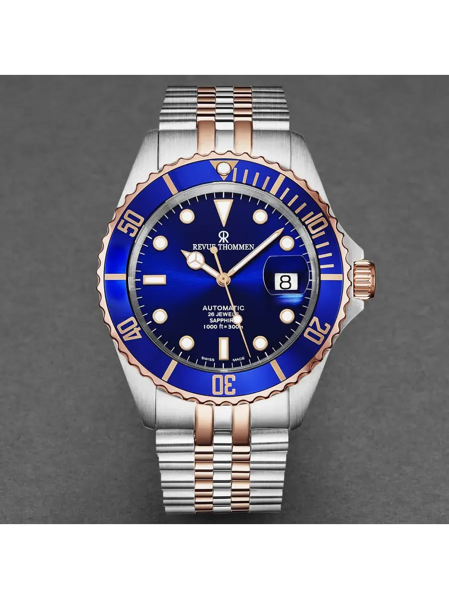Мужские часы Revue Thommen Diver Automatic с синим циферблатом 17571.2255 — изображение 7 из 7, оттенок розовый золотистый