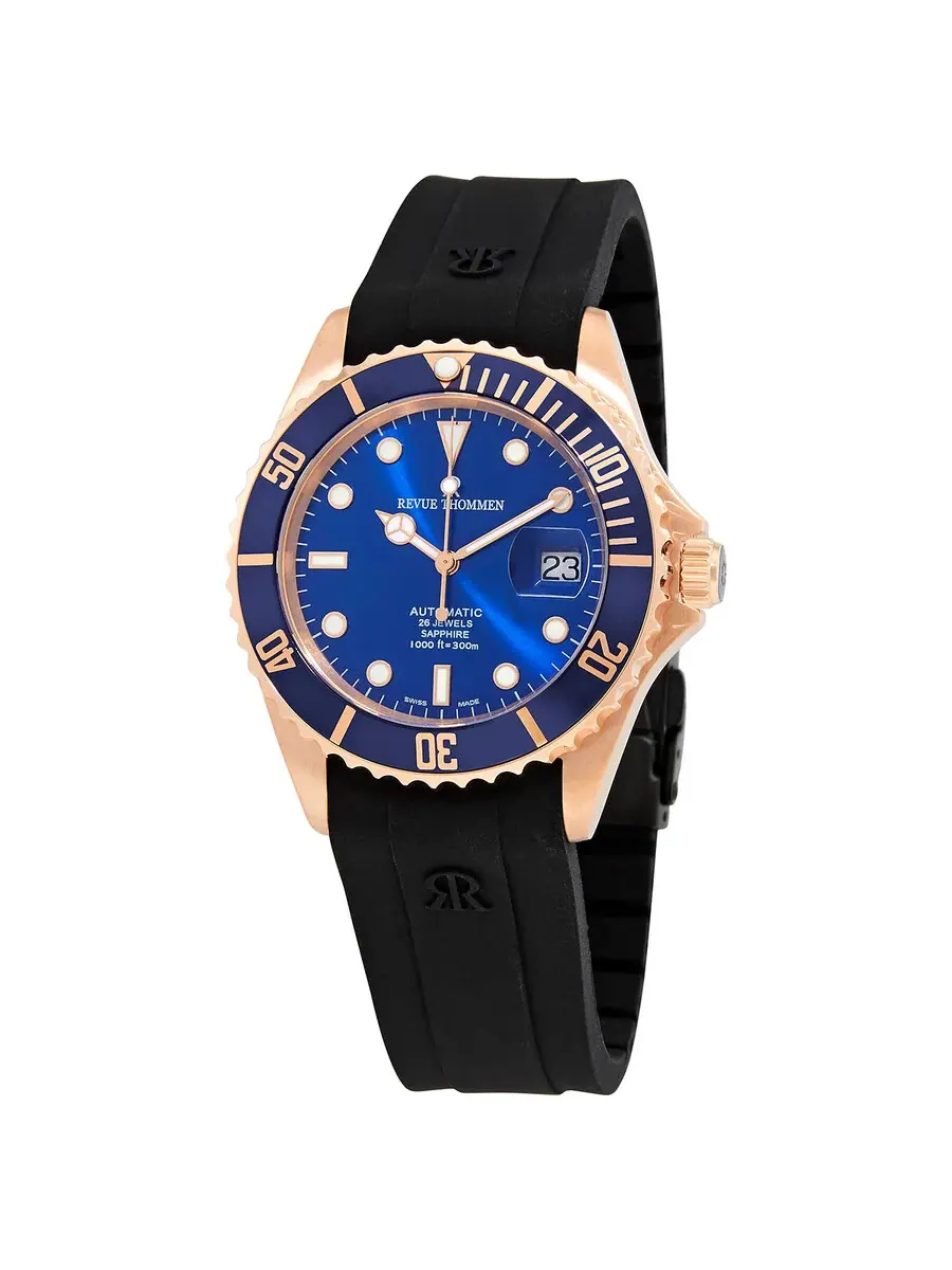 Мужские часы Revue Thommen Diver Automatic с синим циферблатом 17571.2865 — изображение 1 из 7, оттенок розовый золотистый