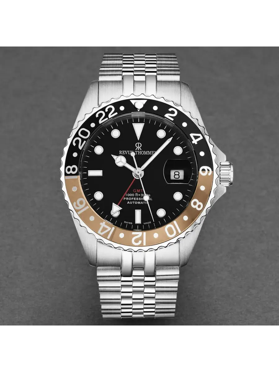Мужские автоматические часы Revue Thommen Diver GMT с черным циферблатом, модель 17572.2232 — изображение 4 из 7