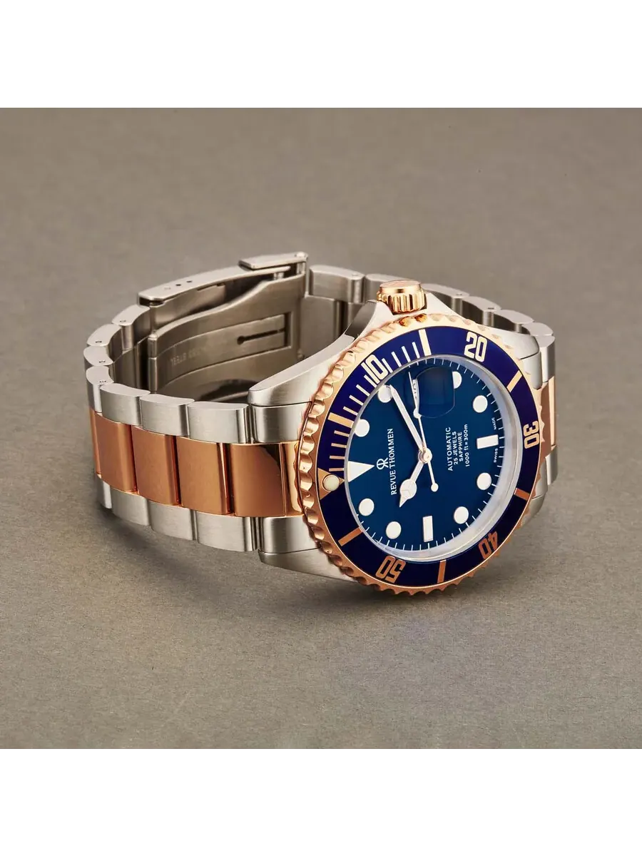 Мужские часы Revue Thommen Diver XL Automatic с синим циферблатом 17571.2155 — изображение 2 из 3, оттенок розовый золотистый