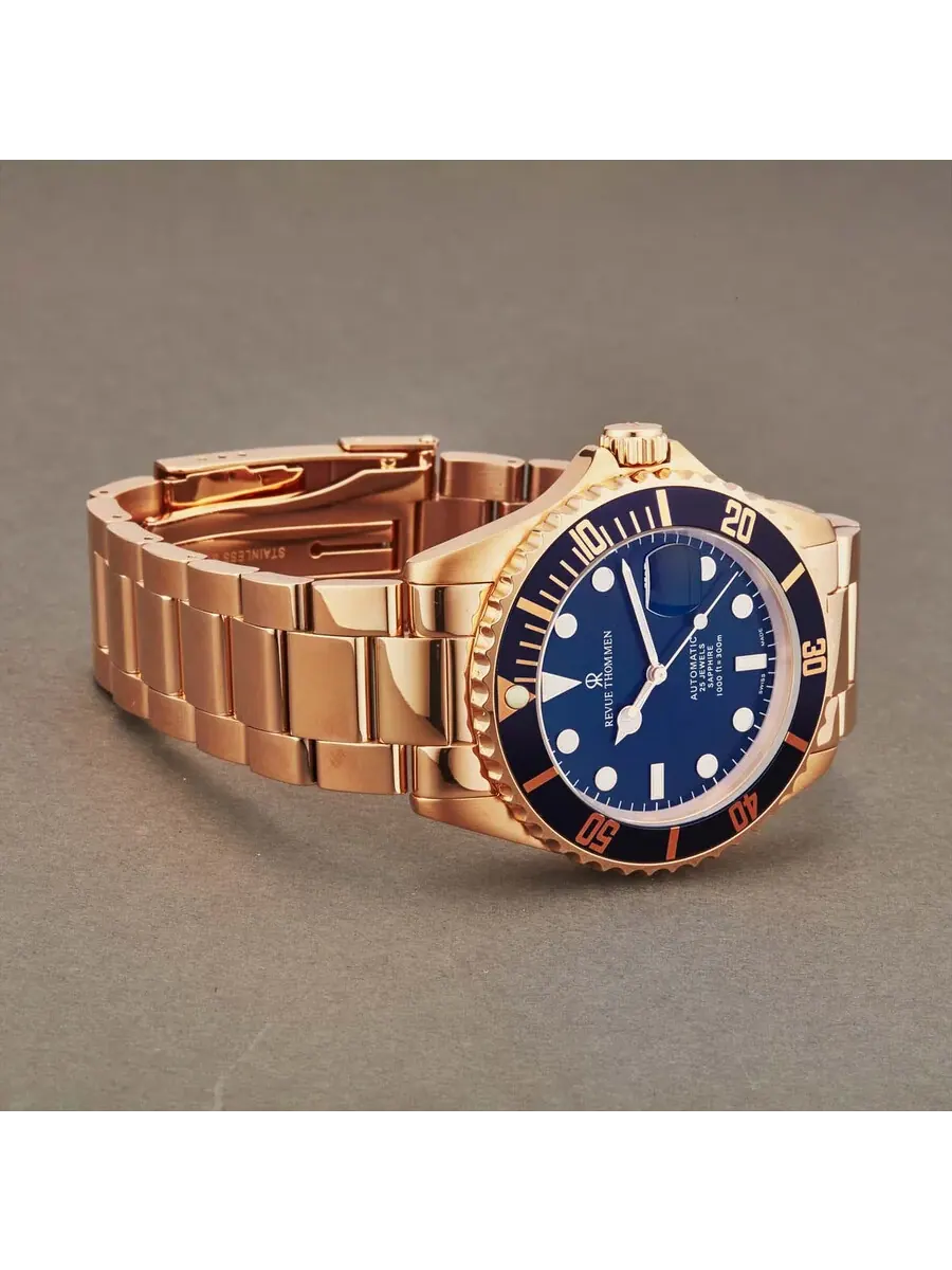 Мужские часы Revue Thommen Diver XL Automatic с синим циферблатом 17571.2165 — изображение 2 из 2, оттенок розовый золотистый