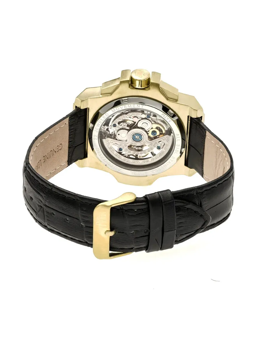 Мужские часы Reign Commodus Automatic с черным циферблатом REIRN4004 — изображение 2 из 3, оттенок золотистый