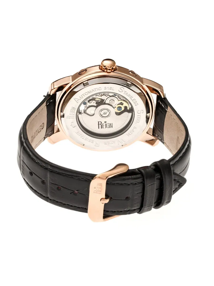 Мужские часы Reign Kahn Automatic с черным циферблатом REIRN4306 — изображение 2 из 3, оттенок розовый золотистый