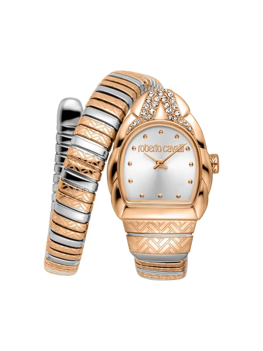 Женские часы Roberto Cavalli Aurora с серебристым циферблатом RC5L133M0075 — изображение 1 из 3, оттенок розовый золотистый