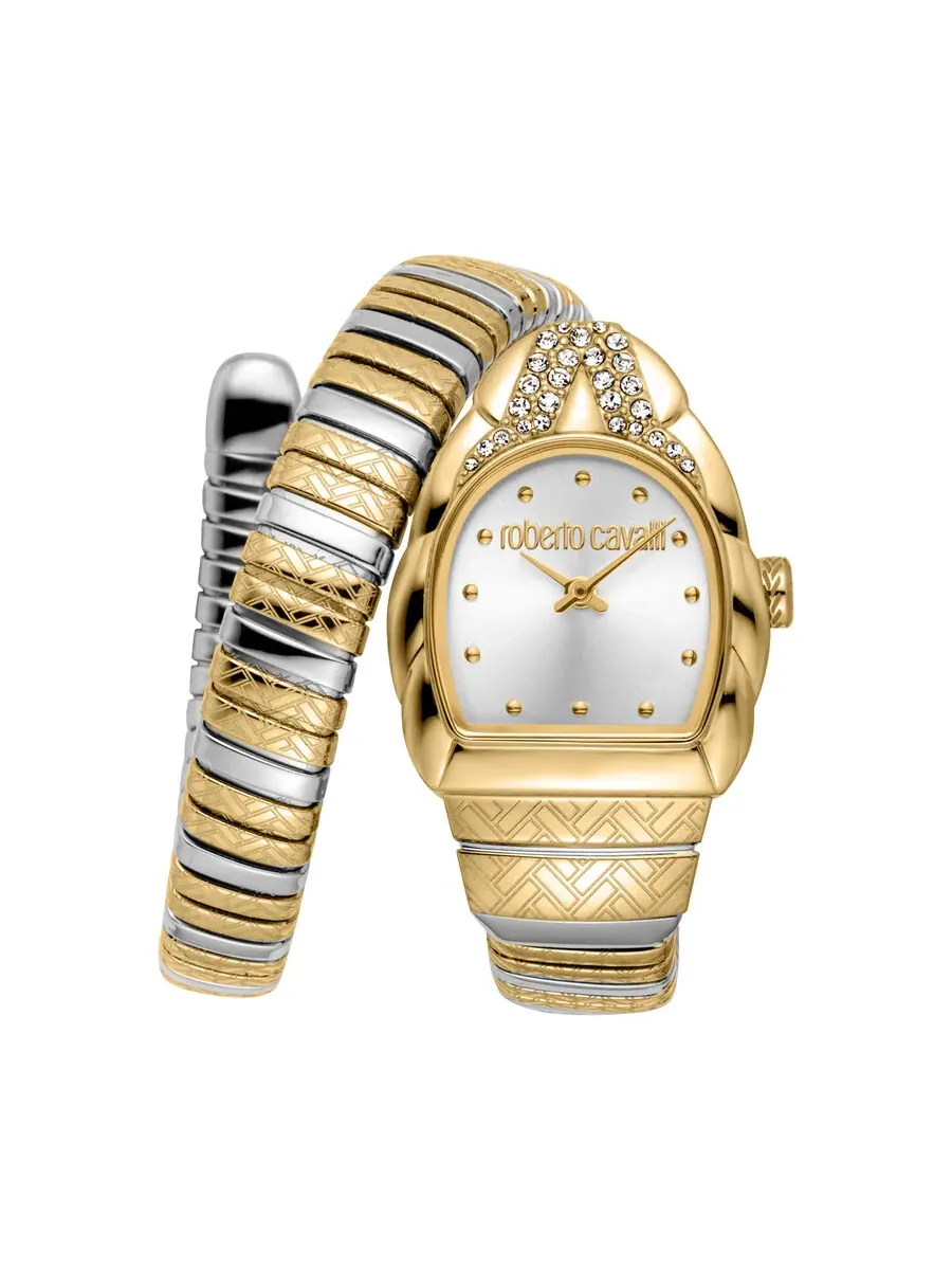 Женские часы Roberto Cavalli с серебристым циферблатом Aurora RC5L133M0065 — изображение 1 из 3, оттенок желтый золотистый