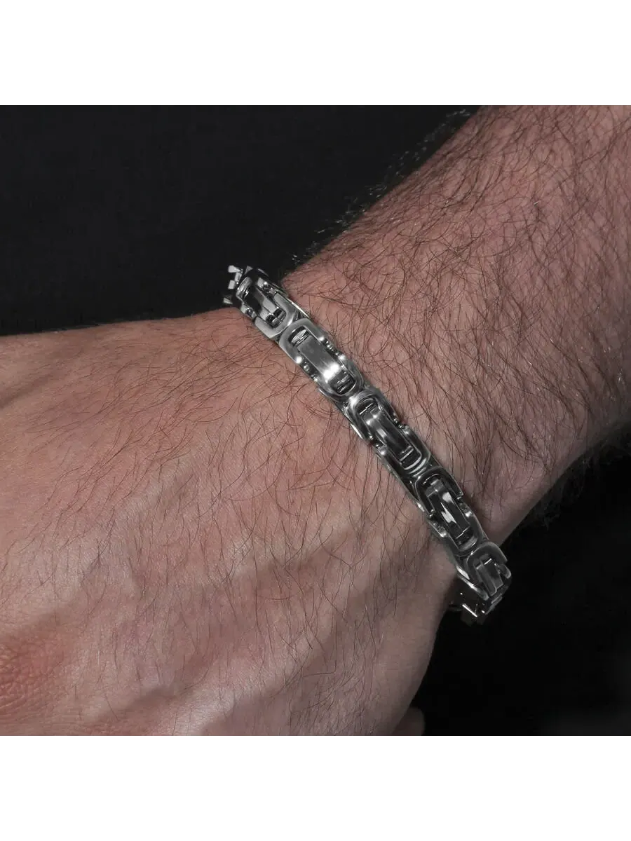 Мужской браслет Robert Alton в византийском стиле из нержавеющей стали — изображение 5 из 6, оттенок серебристый